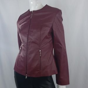 Real leather burgundy jacket S